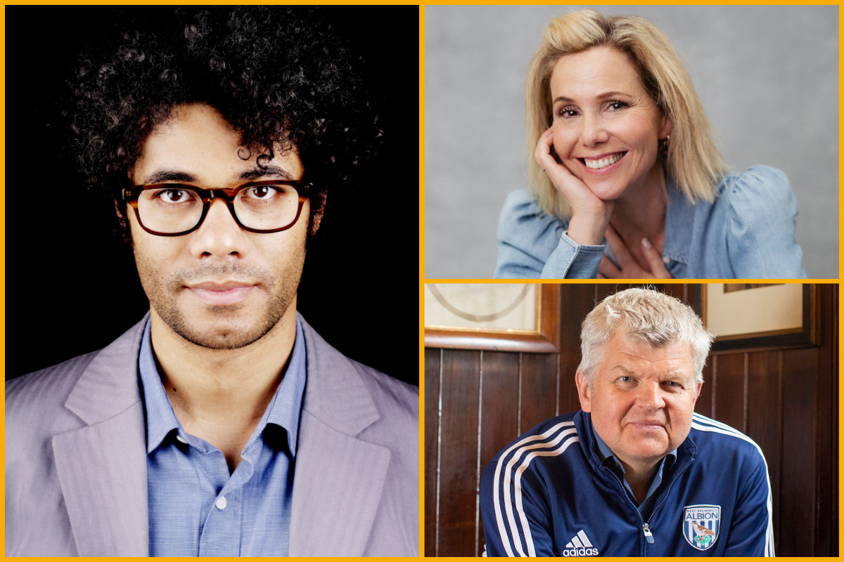 Image collage (left to right) Richard Ayoade by Magnolia Pictures, Sally Phillips by Pip Sabah, Adrian Chiles by Alicia Canter.